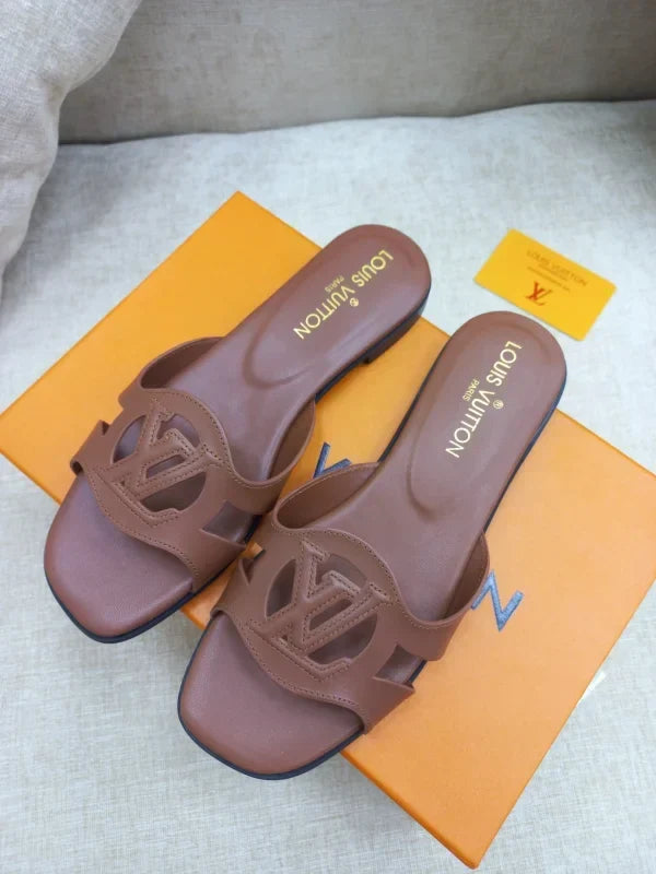 Louis Vuitton Flat Leather Slippers For Women